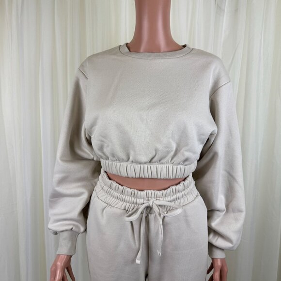 Zenana 2 Pcs Crop Sweatshirt Tracksuit High Waist Jogger Set Active Loungewear - Picture 6 of 12